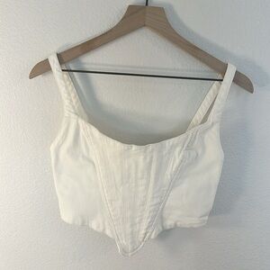 Zara White Denim Corset Crop Top US Small